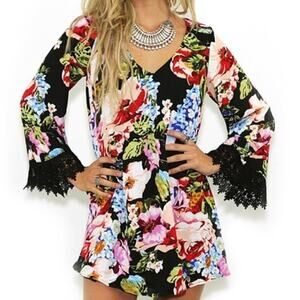 Show Me Your Mumu Women's V-Neck Floral Portabella Tunic Dress Size L Mu…